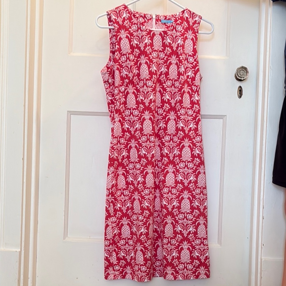 J. McLaughlin Red and White Pineapple Midi Dress